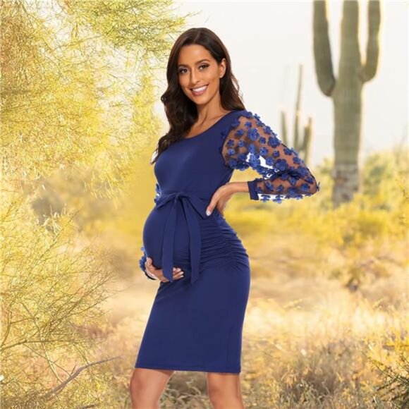 Long Sleeve Maternity Midi Dress - Picture 4 of 6